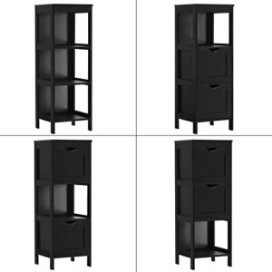 Reettic Narrow Bathroom Storage Cabinet with 3 Removable Drawers, DIY, Free Standing Side Storage Organizer for Bedroom, Living Room, Entryway, 11.8" L x 11.8" W x 35" H, Black BYSG102B