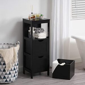 Reettic Narrow Bathroom Storage Cabinet with 3 Removable Drawers, DIY, Free Standing Side Storage Organizer for Bedroom, Living Room, Entryway, 11.8" L x 11.8" W x 35" H, Black BYSG102B