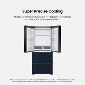 SAMSUNG 17.3 Cu Ft Smart Kimchi & Specialty 4-Door French Door Refrigerator w/ Freezer, Precise Cooling, Large Capacity, RQ48T94B277/AA, White Navy Glass