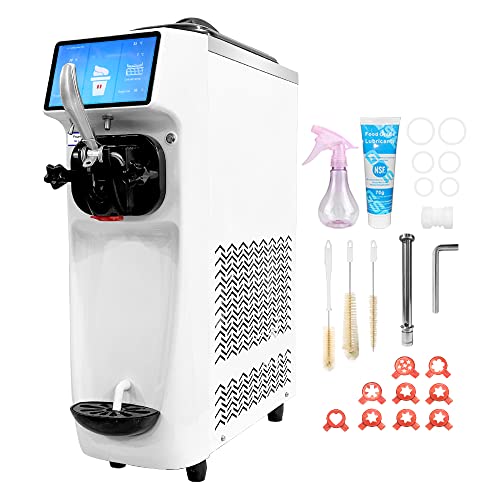 GSEICE Commercial Ice Cream Maker Mchine, 7 Inch LCD Touch Screen 4.2 to 4.7 Gal/H Soft Serve Machine with Pre-cooling frequency conversion, Soft Serve Ice Cream Maker With 1.6 Gal Tank,9 Magic Heads