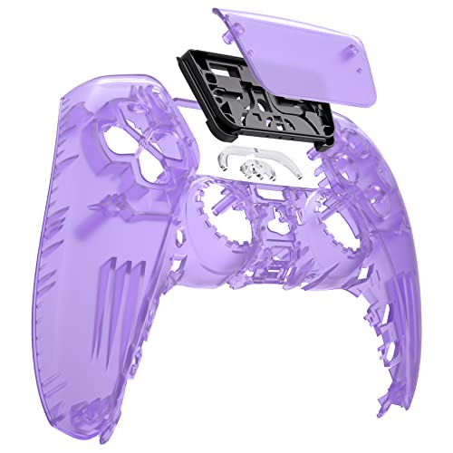 eXtremeRate Clear Atomic Purple Touchpad Front Housing Shell Compatible with ps5 Controller BDM-010 BDM-020 BDM-030, DIY Replacement Shell Custom Touch Pad Cover Compatible with ps5 Controller