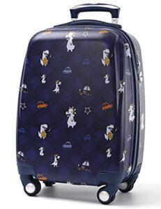 gurhodvo kids carry on luggage children rolling suitcase with 4 wheels hardshell case for toddler to travel (dinosaur&car),gd-kl039