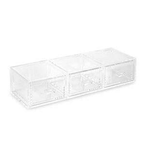 Huang Acrylic Clear Stackable 3-Drawer Organizer, Makeup Jewelry Accessories Cosmetic Countertop Storage Display