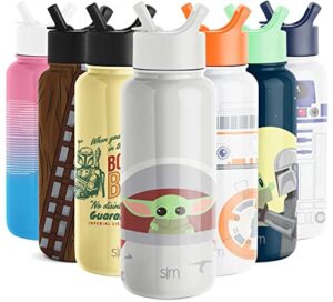 simple modern star wars water bottle with straw lid vacuum insulated stainless steel metal thermos | gifts for women men reusable leak proof flask | summit collection | 32oz the child
