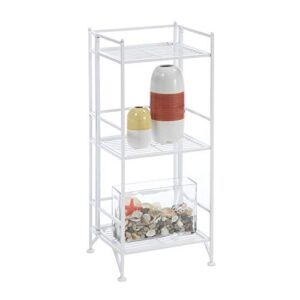 Pemberly Row Three-Tier Folding Shelf in White Metal Finish