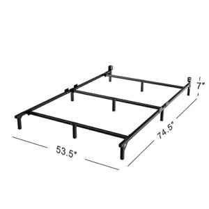 ctbsme Full Size Bed Frame, Sturdy Metal Bed Frame,9-Legs Base for Box Spring and Mattress, Easy Assembly Tool-Free, Black(53.5 * 74.5 * 7)