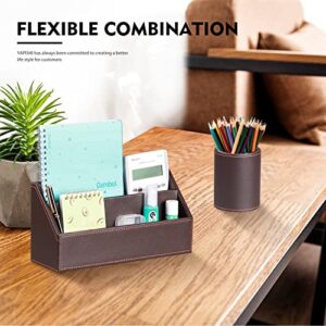Desk Accessories and Workspace Organizers, 6 PCS Office Supplies Organization Set- Pencil Cup, Business Card Holder, Sticky Note Dispenser, Mail Sorter, Letter Tray, Files Holder, Decor Desktop Caddy