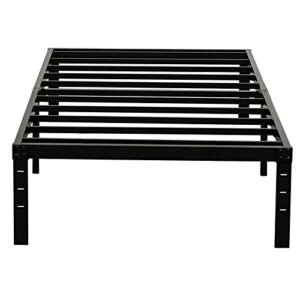wulanos twin size bed frame, 3500lbs heavy duty metal platform with steel slats support, no box spring needed, 14 inches high bedframe with ample storage, sturdy and noise-free, black