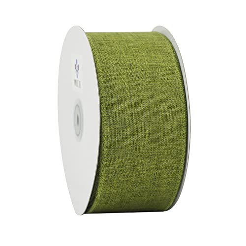 MEEDEE Sage Green Wired Ribbon for Christmas Tree Ribbon Garland Burlap Christmas Wired Ribbon 2.5 Inch by 25 Yards Perfect for Wreath Supplies Gift Wrapping Bow Making Home Decorations