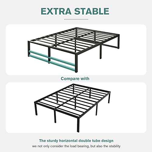 MUTICOR 14'' Metal Platform King Bed Frame with Strong Steel Slats Support/Sufficient Storage Space/Mattress Foundation/No Box Spring Needed/Easy Assembly