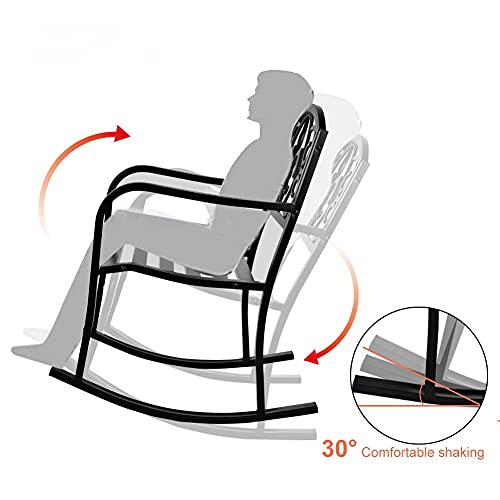 Grepatio Outdoor Patio Rocking Chair, Metal Rocking seat for for Deck, Backyard or Garden w/Scroll Design (Black)