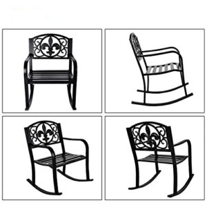 Grepatio Outdoor Patio Rocking Chair, Metal Rocking seat for for Deck, Backyard or Garden w/Scroll Design (Black)