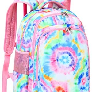 CAMTOP 18 Inch Rolling Backpack Girls Travel Roller Bag with Wheels Kids School Bags Wheeled Luggage Backpack (Tie Dye)