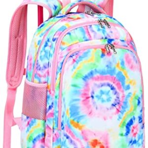 CAMTOP 18 Inch Rolling Backpack Girls Travel Roller Bag with Wheels Kids School Bags Wheeled Luggage Backpack (Tie Dye)