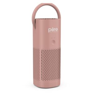 pure enrichment® purezone™ mini portable air purifier - cordless true hepa filter cleans air & eliminates 99.97% of dust, odors, & allergens close to you - cars, school, & office (blush)