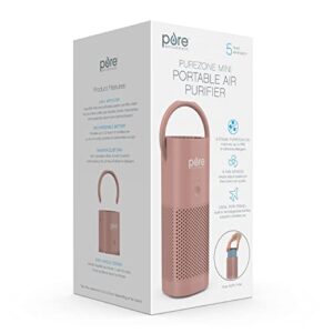 Pure Enrichment® PureZone™ Mini Portable Air Purifier - Cordless True HEPA Filter Cleans Air & Eliminates 99.97% of Dust, Odors, & Allergens Close to You - Cars, School, & Office (Blush)