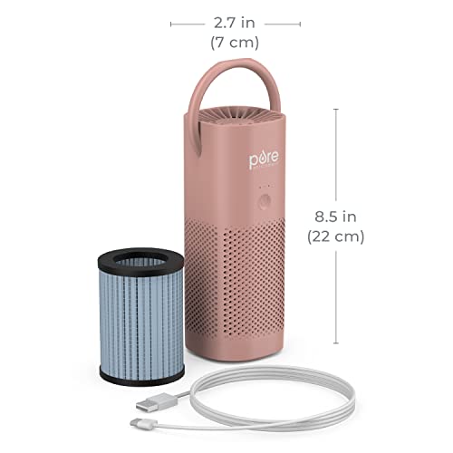 Pure Enrichment® PureZone™ Mini Portable Air Purifier - Cordless True HEPA Filter Cleans Air & Eliminates 99.97% of Dust, Odors, & Allergens Close to You - Cars, School, & Office (Blush)