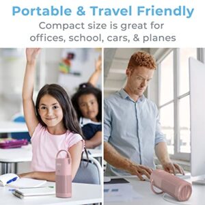 Pure Enrichment® PureZone™ Mini Portable Air Purifier - Cordless True HEPA Filter Cleans Air & Eliminates 99.97% of Dust, Odors, & Allergens Close to You - Cars, School, & Office (Blush)