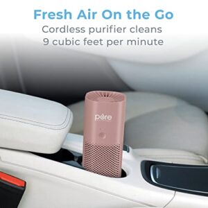 Pure Enrichment® PureZone™ Mini Portable Air Purifier - Cordless True HEPA Filter Cleans Air & Eliminates 99.97% of Dust, Odors, & Allergens Close to You - Cars, School, & Office (Blush)