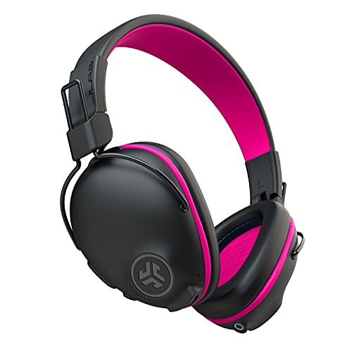 JLab JBuddies Pro Wireless Over-Ear Kids Headphones | 35+ Hour Battery Life | Built-in Volume Regulators for Safety | Share Mode | Folding | Adjustable | Noise Isolation | with Mic | Pink