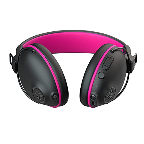 JLab JBuddies Pro Wireless Over-Ear Kids Headphones | 35+ Hour Battery Life | Built-in Volume Regulators for Safety | Share Mode | Folding | Adjustable | Noise Isolation | with Mic | Pink