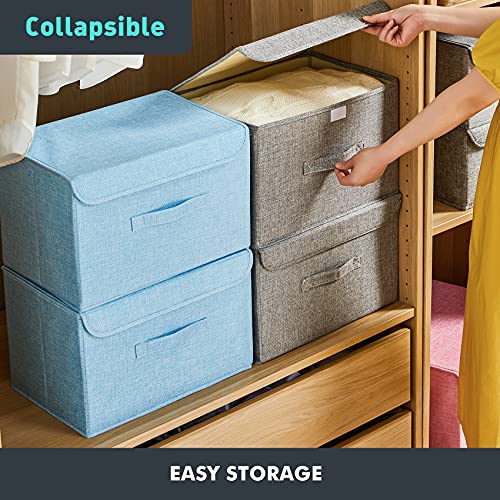 foldable storage box 2 storage boxes，storage bins，storage bins with lids，One big and one small. filing cabinets for home office. linen storage box, used to store toys, clothes, paper and books. (BLUE)