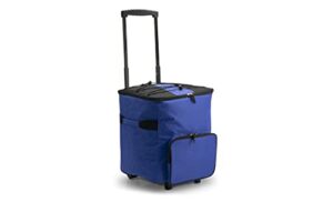eternal living collapsible rolling cooler with wheels for sand and handle 50 can capacity portable ice box chest for beach, blue