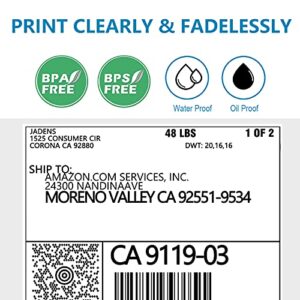 JADENS Thermal Labels 4x6-500 Labels, Compatible with Rollo, Brother, Zebra and Most Thermal Printer, Perforated, Commercial Grade, Doesn't Compatible with Dymo