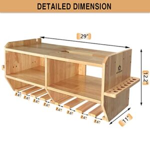 simesove Large Power Tool Organizer,Cordless Drill Holder Storage with 9 Tool Organizer Slots,Wall Mount Screwdriver and Circular Saw Storage,Solid Wooden Drill Charging Station for Garage,Father's Day Gifts