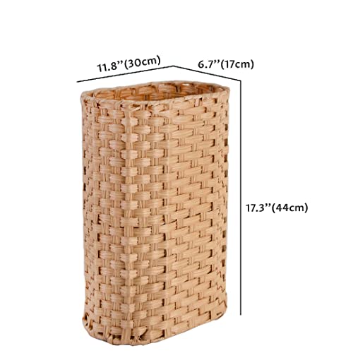 MadeTerra Wicker Narrow Umbrella Stand | Freestandling Tall Basket for Multi Purposes - Floor Woven Bucket for Laundry, Toy, Gardenning Supplies Storage (Natural)