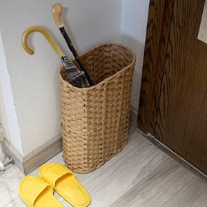 MadeTerra Wicker Narrow Umbrella Stand | Freestandling Tall Basket for Multi Purposes - Floor Woven Bucket for Laundry, Toy, Gardenning Supplies Storage (Natural)