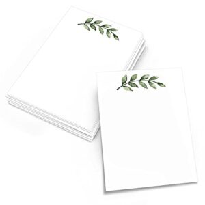 321done greenery note cards - 5x7 (set of 50) blank greenery cards - thick, heavy cardstock - pretty, cute simple green leaves design on white - no envelopes - made in the usa