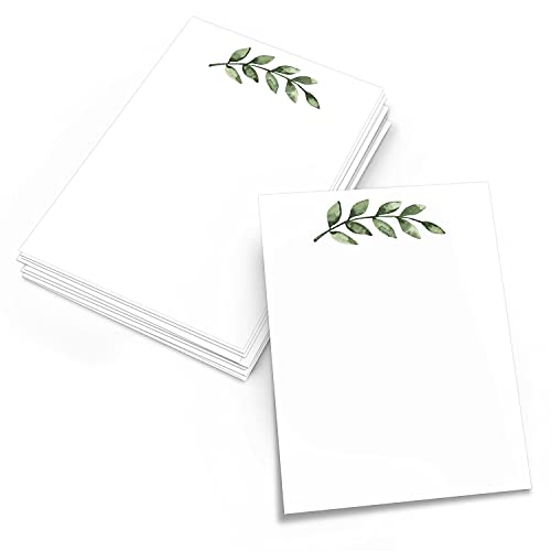 321Done Greenery Note Cards - 5x7 (Set of 50) Blank Greenery Cards - Thick, Heavy Cardstock - Pretty, Cute Simple Green Leaves Design on White - No Envelopes - Made in The USA