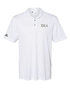 mega greek mens pi kappa alpha performance sports shirt (large, white/grey letters)