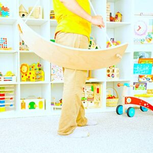 Ivy Standard Wooden Balance Board Wobble Board for Kids Toddlers, Teens, Adults, Wood Kids Toys for Kids Wobble Balance Board Kids - Kids Wooden Toys Montessori Waldorf Learning Toys Rocker Board for Yoga Exercise Physical Therapy (Kid-Toodler-Teen, Woode