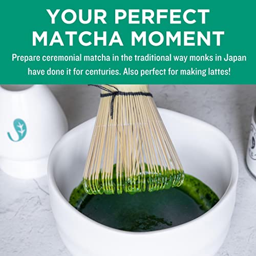 Jade Leaf Matcha Complete Matcha Ceremony Set - Includes: Bamboo Matcha Whisk & Scoop, Stainless Steel Sifter, Stoneware Bowl & Whisk Holder, and Prep Guide