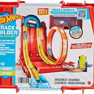 Hot Wheels Track Builder Unlimited Playset Fuel Can Stunt Box, 14 Component Parts & 1:64 Scale Toy Car