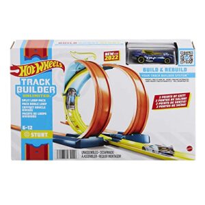 Hot Wheels Track Builder Playset Split Loop Pack & 1 Toy Car in 1:64 Scale, Compatible with Other Hot Wheels Sets