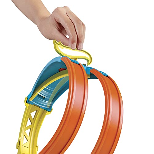 Hot Wheels Track Builder Playset Split Loop Pack & 1 Toy Car in 1:64 Scale, Compatible with Other Hot Wheels Sets