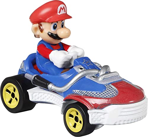 Hot Wheels Mario Kart Vehicle 4-Pack, Set of 4 Fan-Favorite Characters Includes 1 Exclusive Model, Collectible Gift for Kids & Fans Ages 3 Years Old & Up