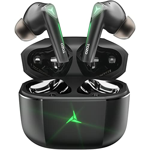 TOZO G1 Wireless Earbuds Bluetooth 5.3 Headphones with 45ms Ultra Low-Latency and Cool Breathing Light, Ergonomic Design, Gaming/Deep Bass Music Mode Headset Built-in Microphone, Stereo Sound, Black