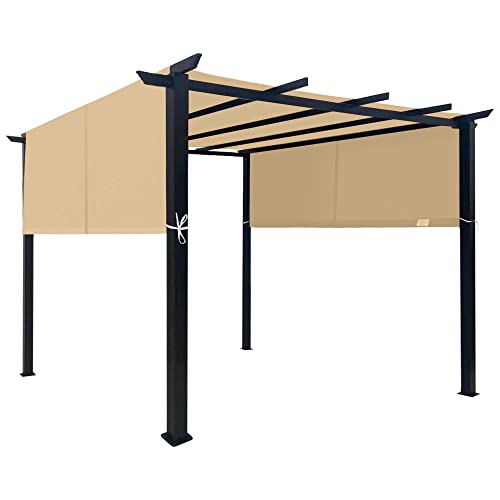 ASTEROUTDOOR 10' x 10' Steel Flat Top Pergola with Adjustable and Removable Canopy