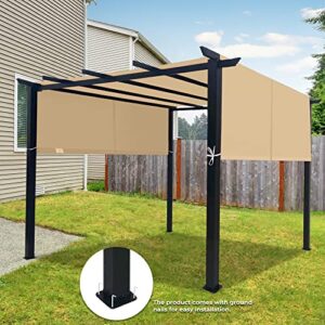 ASTEROUTDOOR 10' x 10' Steel Flat Top Pergola with Adjustable and Removable Canopy