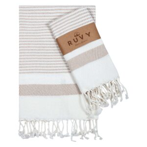 ruvy home basics turkish hand towels for bathroom set of 2 | 18"x40", cotton | bathroom hand towels & decorative hand towels for bathroom, kitchen towels, dishcloth, tea, yoga, face, gym - beige