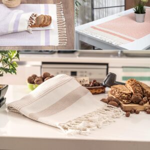 Ruvy Home Basics Turkish Hand Towels for Bathroom Set of 2 | 18"x40", Cotton | Bathroom Hand Towels & Decorative Hand Towels for Bathroom, Kitchen Towels, Dishcloth, Tea, Yoga, Face, Gym - Beige