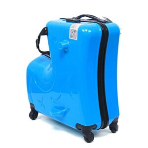 20" suitcase children scooter wheel luggage kid riding suitcase funny suitcase luggage travel fashionable appearance rideable (blue-20")