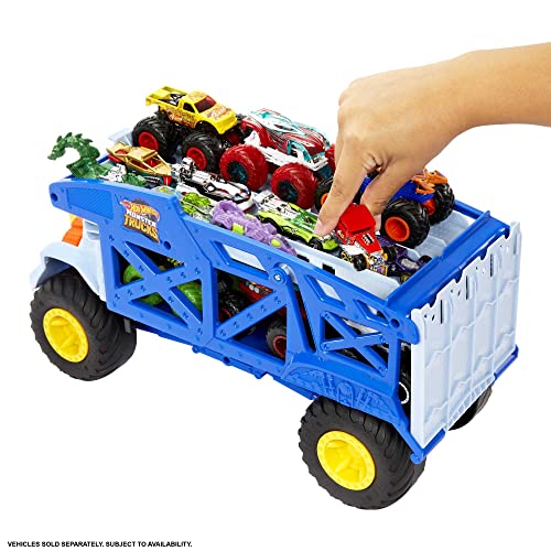 Hot Wheels Monster Trucks Monster Mover Rhino, Toy Car & Truck Hauler, Stores 12 1:64 Scale Monster Trucks or 32 Vehicles