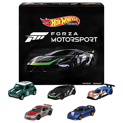 Hot Wheels Forza 5-Pack of Toy Video Game Race Cars, 1:64 Scale with Authentic Details & Realistic Decos, Gift for Collectors & Kids 3 Years & Up [Amazon Exclusive]