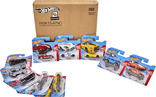 Hot Wheels Amazon 10-Pack Mini Collection of Toy Cars, 1:64 Scale Vehicles, Different Themes, Authentic Decos, Gift for Collectors & Kids 3 Years Old & Up [Amazon Exclusive]