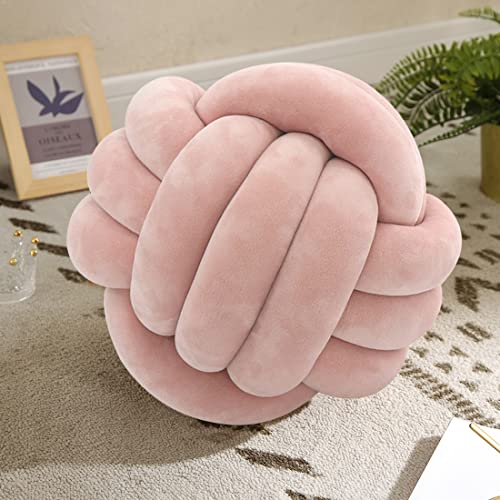 Knot Pillow Ball-Shaped Decorative Throw Pillows,Peal Pink 27cm Cute Couch Cushion Knotted Plush Pillow Suitable for Living Room Bed Decoration Handmade Braided Throw Pillows